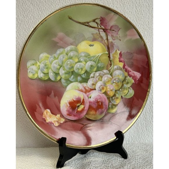 Vintage 1909-1934 C.T. Altwasser 9 1/4” Gorgeous Red & Green Grapes & Apples EUC - Picture 10 of 12